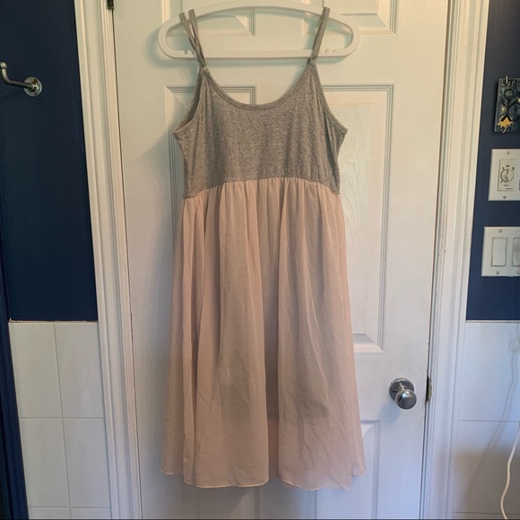 H&M Large Womens Gray Cotton with Pink Sheer Layer Dress - Picture 3 of 8
